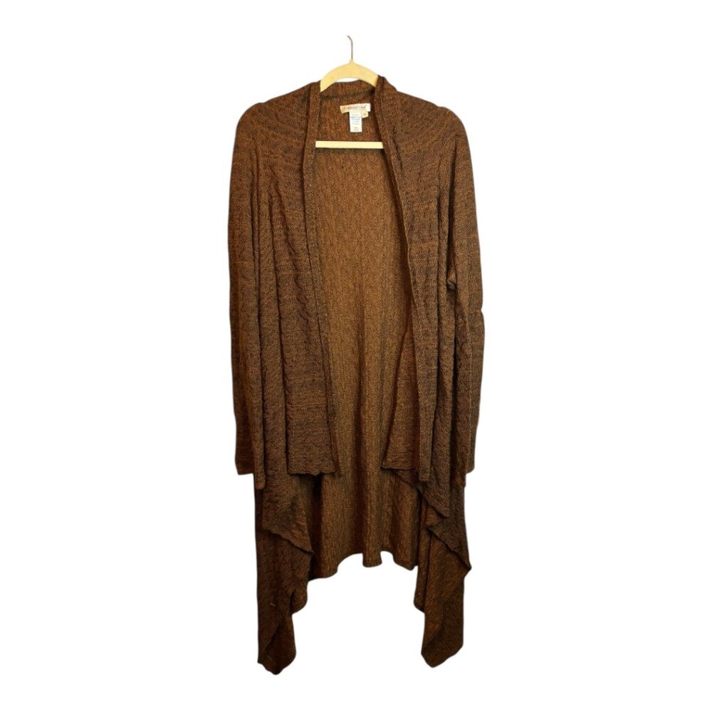 Coldwater Creek Sweater Women's Size 2X Cardigan Open Front Waterfall Plus Brown